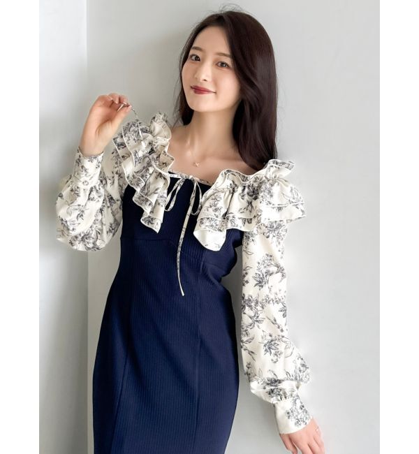 dazzlin「フリルカラードッキングリブワンピース」|ワンピース|