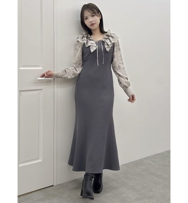 dazzlin「フリルカラードッキングリブワンピース」|ワンピース|