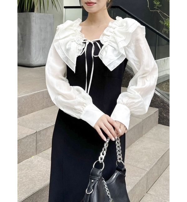 dazzlin「フリルカラードッキングリブワンピース」|ワンピース|