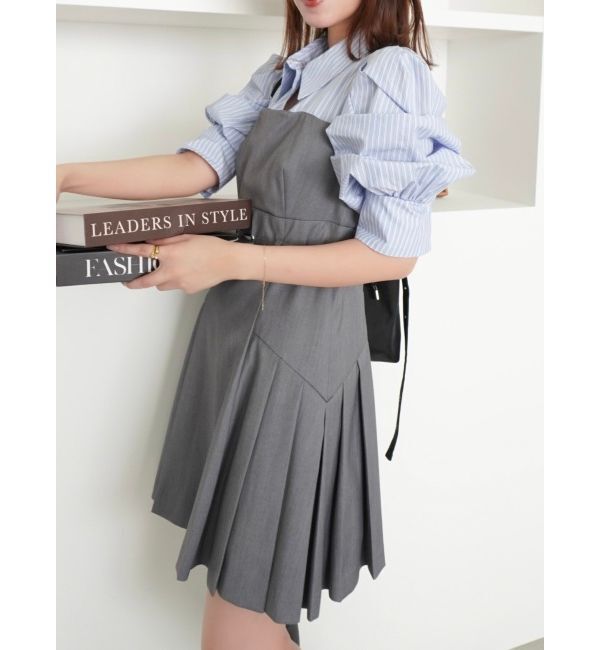 dazzlin「レイヤードシャツミニワンピース」|ワンピース|チャコールグレー