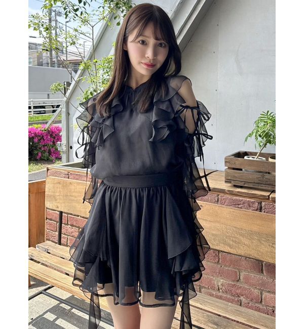 dazzlin「【セットアップ対応】シアーフルイドフリルミニスカート」|スカート|