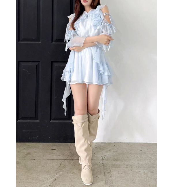 dazzlin「【セットアップ対応】シアーフルイドフリルミニスカート」|スカート|