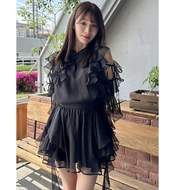 dazzlin「【セットアップ対応】シアーフルイドフリルミニスカート」|スカート|