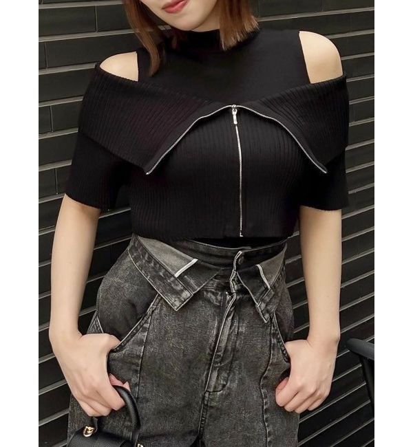 dazzlin「ビッグカラーレイヤードリブニット」|ニット・セーター|