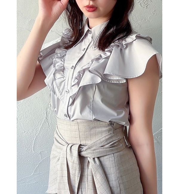 dazzlin「ラッフルフリルブラウス」|シャツ・ブラウス|グレー