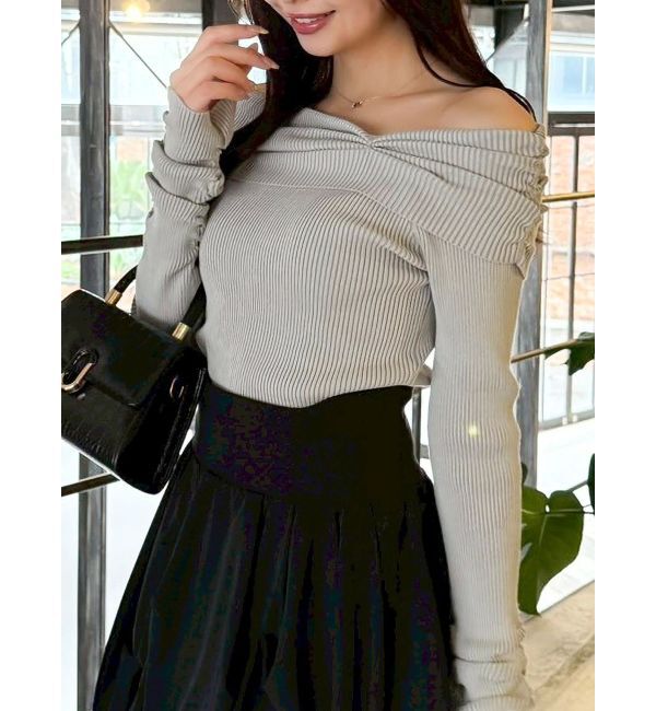 dazzlin「2WAYアシメタックオフショルニット」|ニット・セーター|グレー