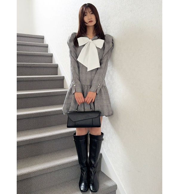 dazzlin「バルーンチェックミニワンピース」|ワンピース|