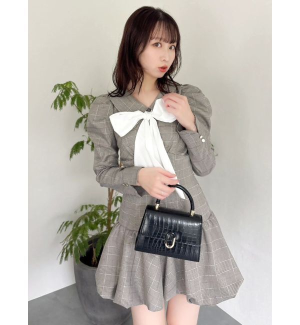 dazzlin「バルーンチェックミニワンピース」|ワンピース|