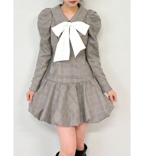 dazzlin「バルーンチェックミニワンピース」|ワンピース|