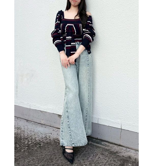 dazzlin「スイッチングワイドデニムパンツ」|デニム|