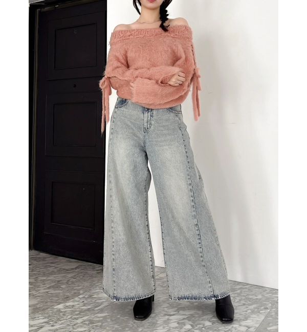 dazzlin「スイッチングワイドデニムパンツ」|デニム|