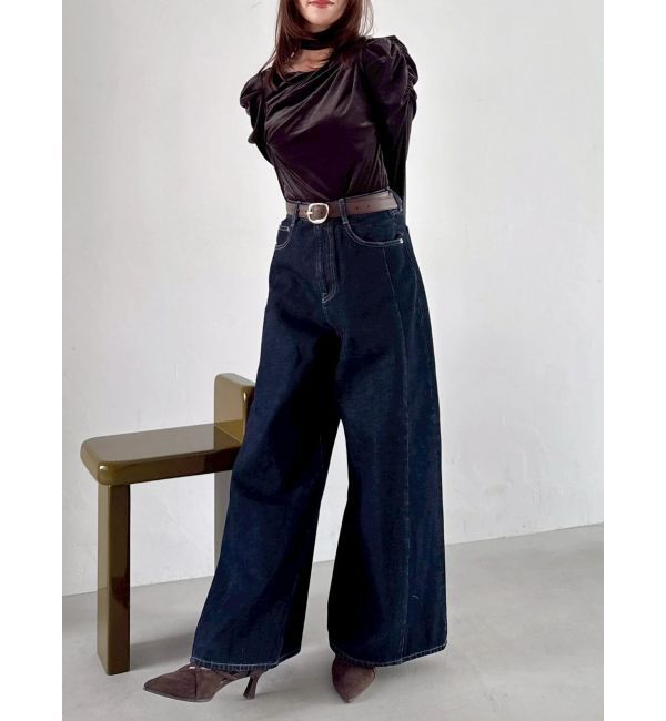 dazzlin「スイッチングワイドデニムパンツ」|デニム|