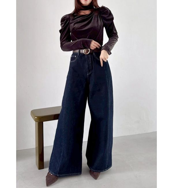 dazzlin「スイッチングワイドデニムパンツ」|デニム|