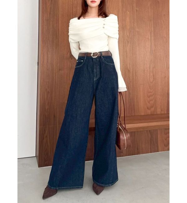 dazzlin「スイッチングワイドデニムパンツ」|デニム|