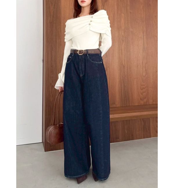 dazzlin「スイッチングワイドデニムパンツ」|デニム|