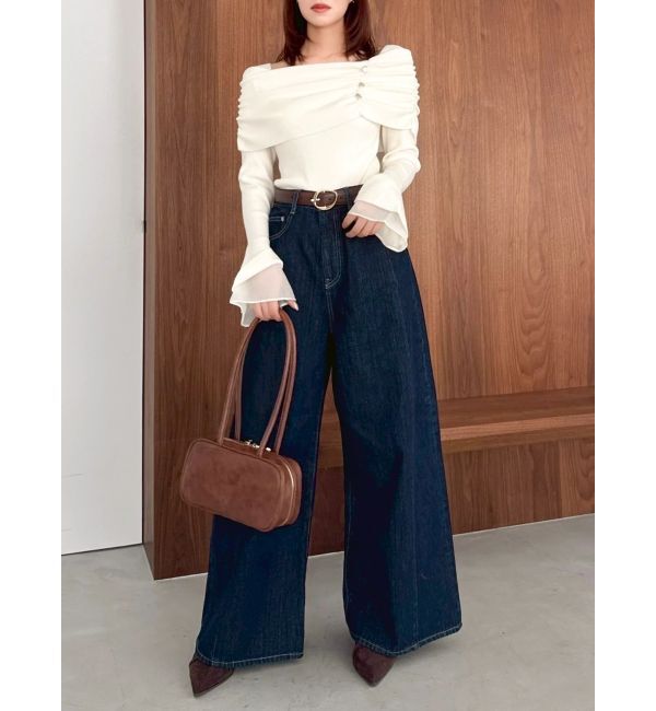 dazzlin「スイッチングワイドデニムパンツ」|デニム|