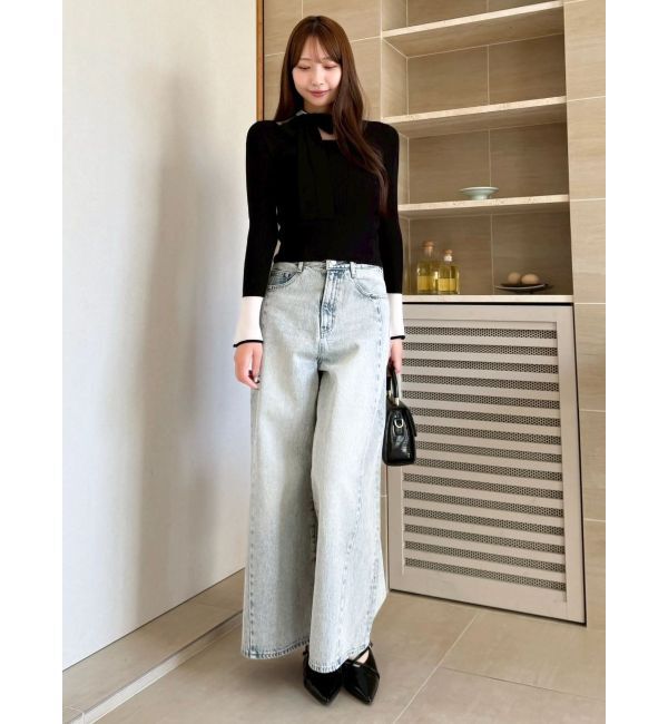 dazzlin「スイッチングワイドデニムパンツ」|デニム|