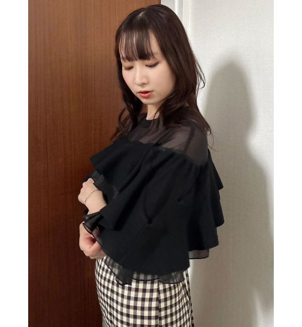 dazzlin「ヨークシアーフリルニットトップス」|ニット・セーター|ブラック