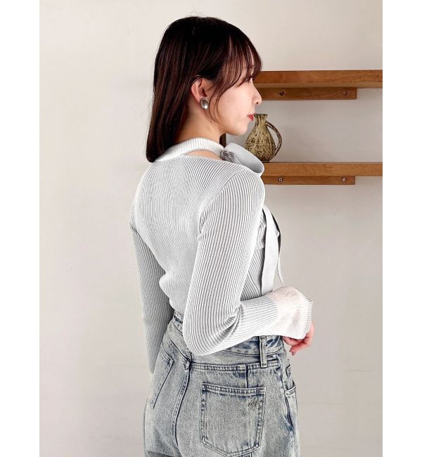 dazzlin「ビッグリボンシアーカフスニットトップス」|ニット・セーター|