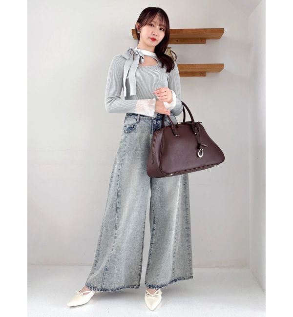 dazzlin「ビッグリボンシアーカフスニットトップス」|ニット・セーター|