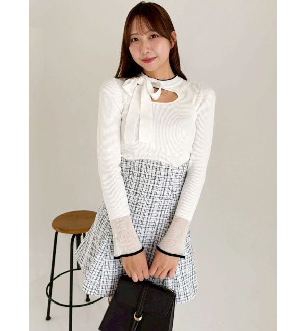 dazzlin「ビッグリボンシアーカフスニットトップス」|ニット・セーター|