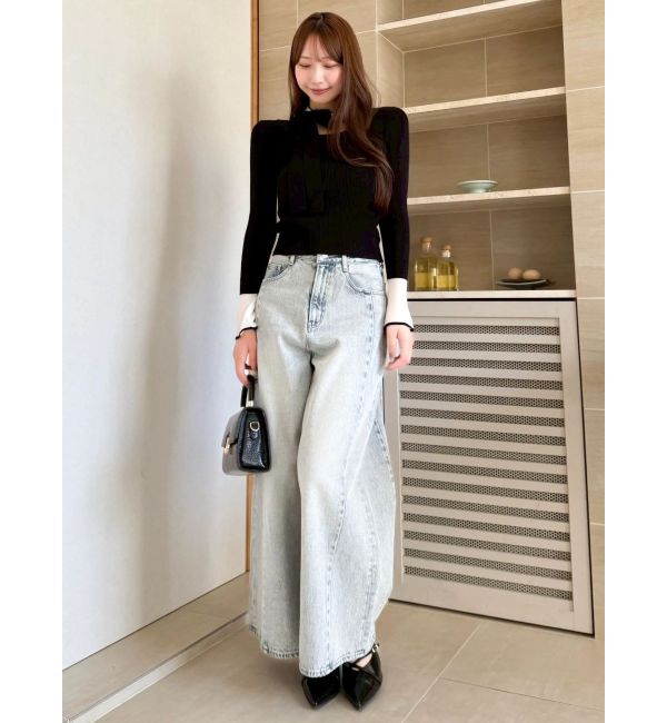 dazzlin「ビッグリボンシアーカフスニットトップス」|ニット・セーター|