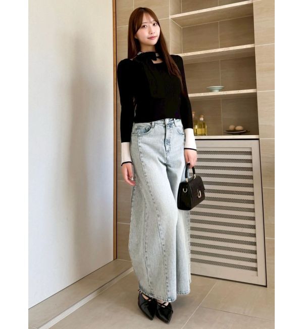 dazzlin「ビッグリボンシアーカフスニットトップス」|ニット・セーター|