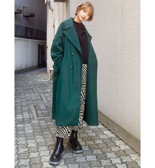 EMODA「ワイドカラーロングコート」|チェスターコート|