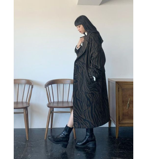 EMODA「ワイドカラーロングコート」|チェスターコート|ライトミックス