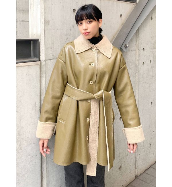 EMODA「フェイクムートンロングフレアコート」|その他|