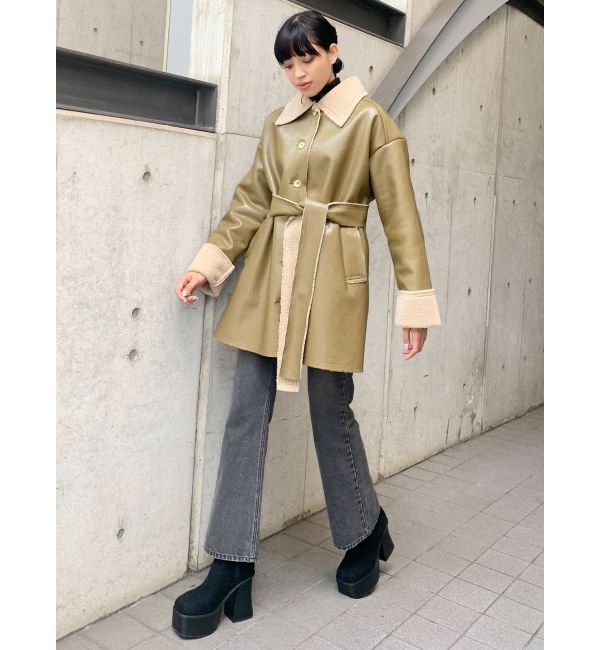 EMODA「フェイクムートンロングフレアコート」|その他|