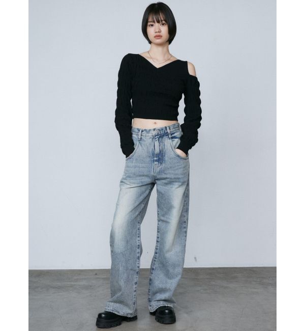 EMODA「ルーズワイドハイウエストジーンズ」|デニム|