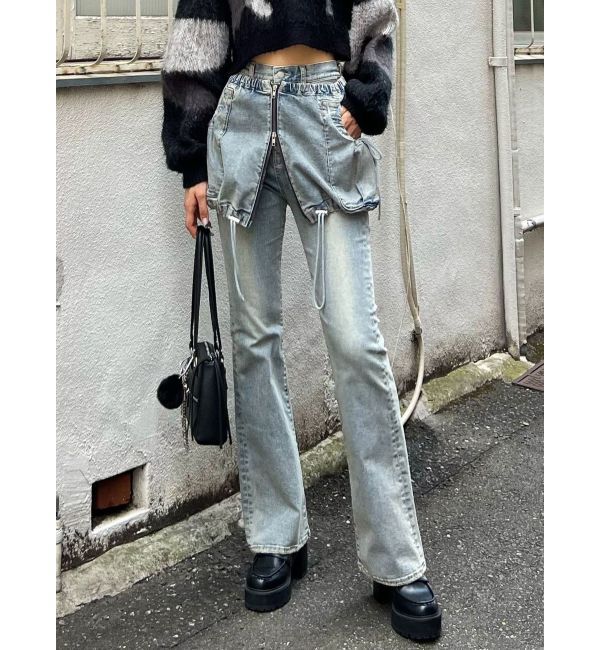 EMODA「レイヤージャストウエストフレアージーンズ」|デニム|