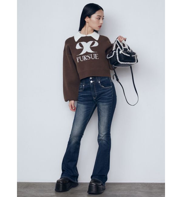 EMODA「レイヤージャストウエストフレアージーンズ」|デニム|