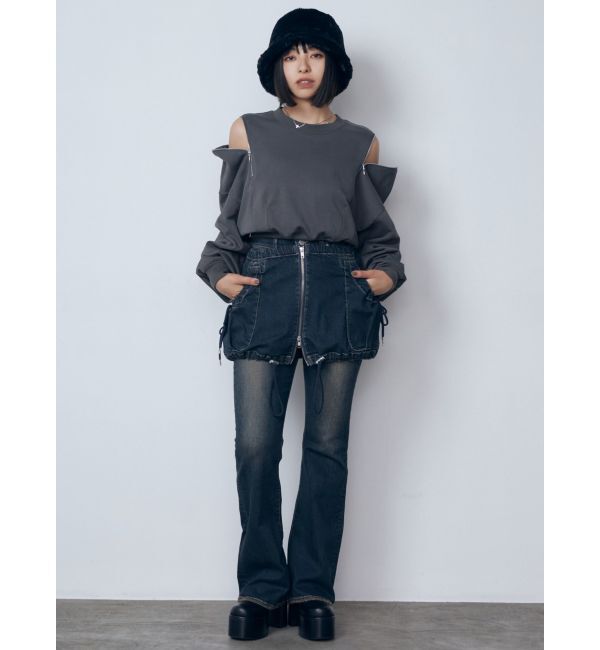 EMODA「レイヤージャストウエストフレアージーンズ」|デニム|