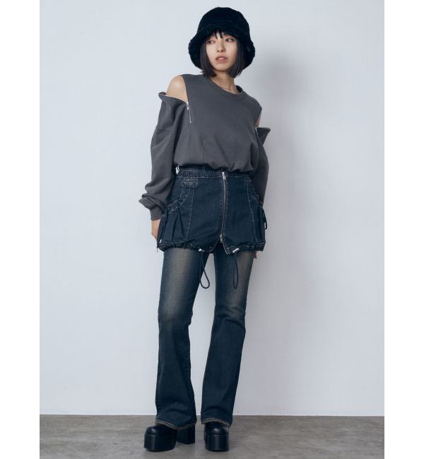 EMODA「レイヤージャストウエストフレアージーンズ」|デニム|