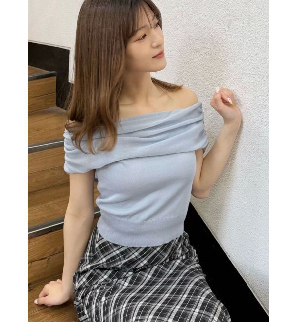 MERCURYDUO「ドレープオフショルコンパクトニット」|ニット・セーター|