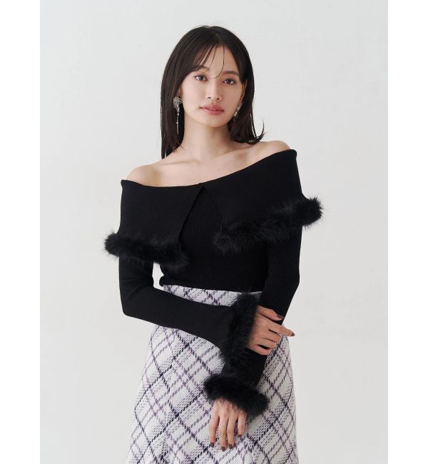MERCURYDUO「【追加生産】フェイクファートリミングニット」|ニット・セーター|