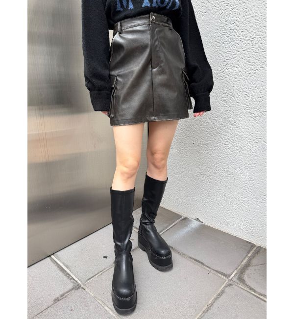 MURUA「ヴィンテージライクフェイクレザーミニスカート」|スカート|