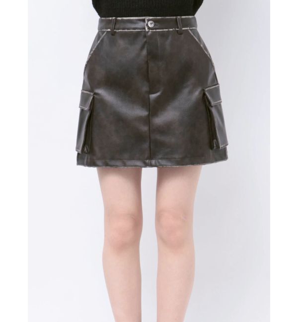 MURUA「ヴィンテージライクフェイクレザーミニスカート」|スカート|