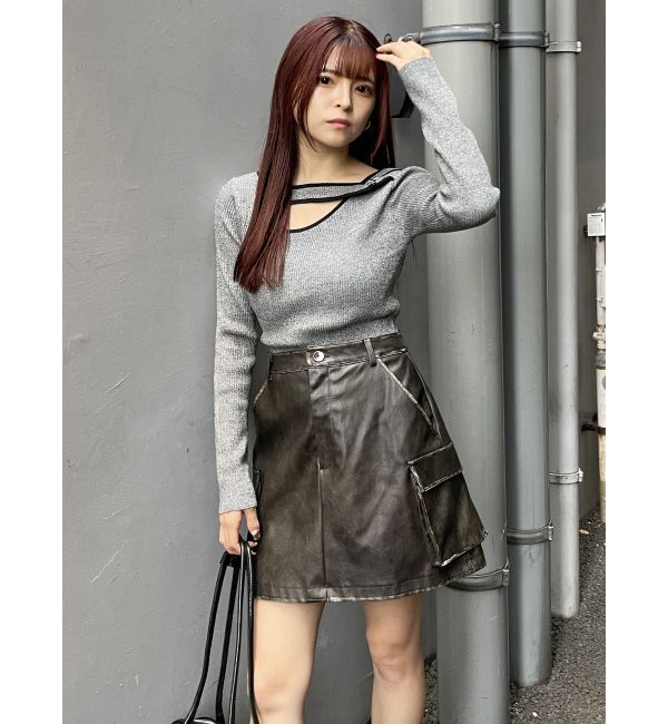 MURUA「ヴィンテージライクフェイクレザーミニスカート」|スカート|
