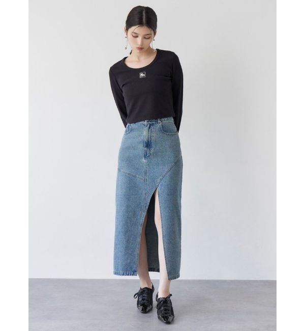 MURUA「フロントオープンデニムロングスカート【セットアップ着用可】」|スカート|