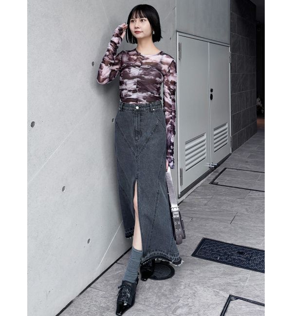 MURUA「フロントオープンデニムロングスカート【セットアップ着用可】」|スカート|