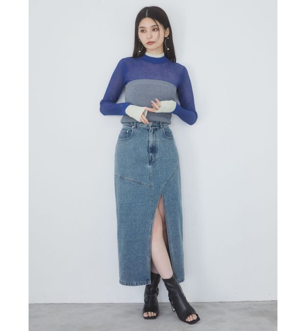 MURUA「フロントオープンデニムロングスカート【セットアップ着用可】」|スカート|