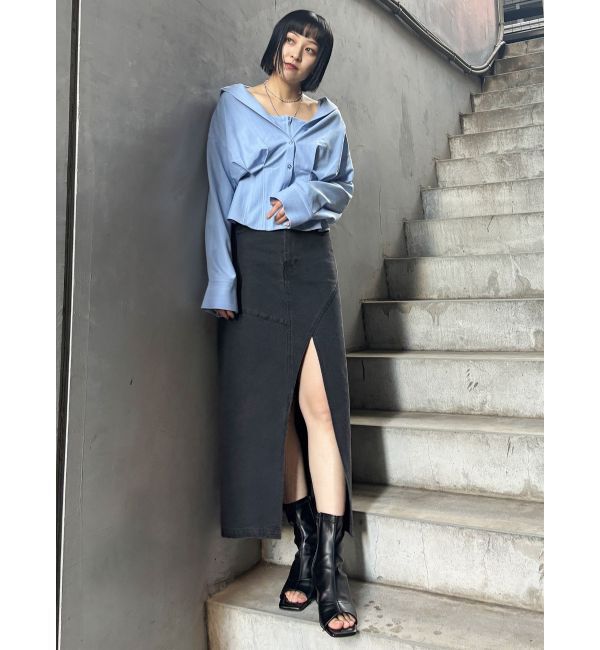 MURUA「フロントオープンデニムロングスカート【セットアップ着用可】」|スカート|