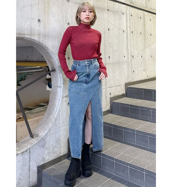 MURUA「フロントオープンデニムロングスカート【セットアップ着用可】」|スカート|