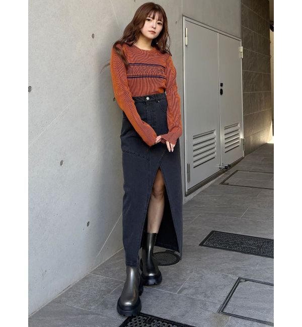 MURUA「フロントオープンデニムロングスカート【セットアップ着用可】」|スカート|