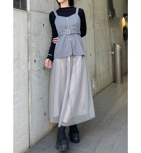 MURUA「チュールジャンパースカート」|ワンピース|