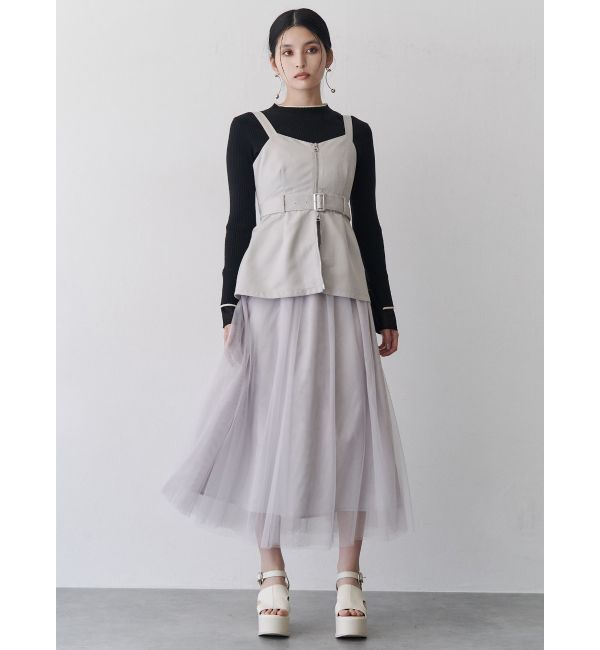 MURUA「チュールジャンパースカート」|ワンピース|
