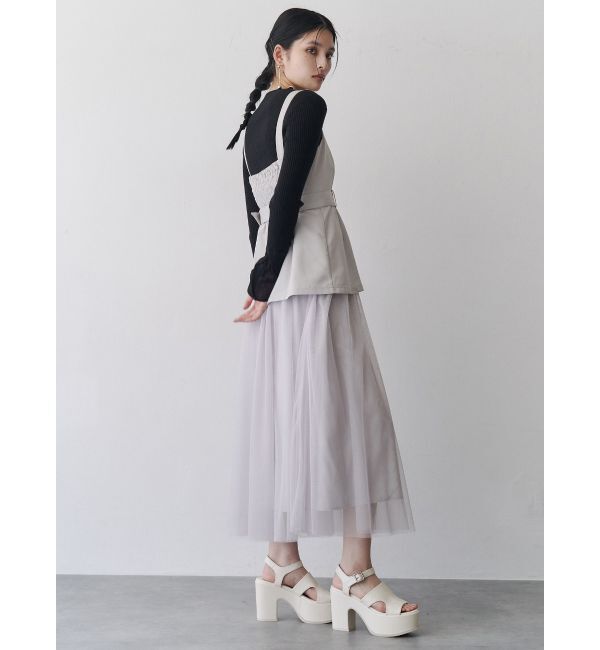 MURUA「チュールジャンパースカート」|ワンピース|